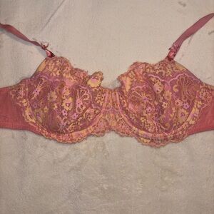 Victoria's Secret Pink and Yellow Spring Lace Unlined Underwire Bra